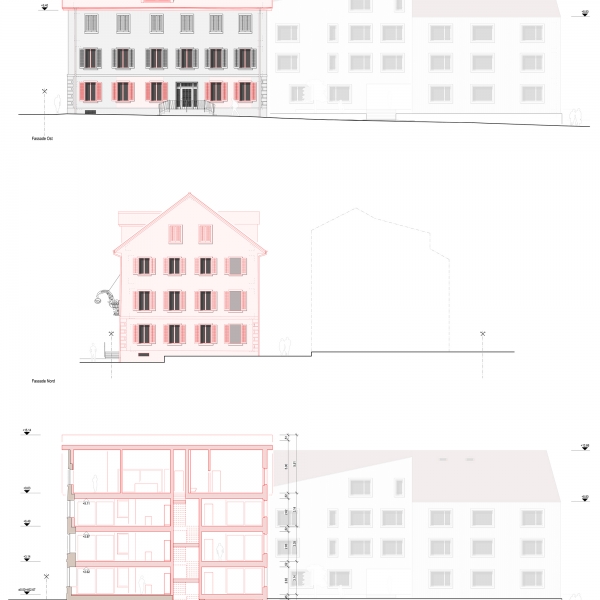 058-Posthorn Fassade Nord_ Ost Schnitt C-C